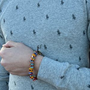 NEW DELL ARTE JEAN CLAUDE USA KROBO RECYCLED GLASS BEADS MEN BRACELET COLORFUL X